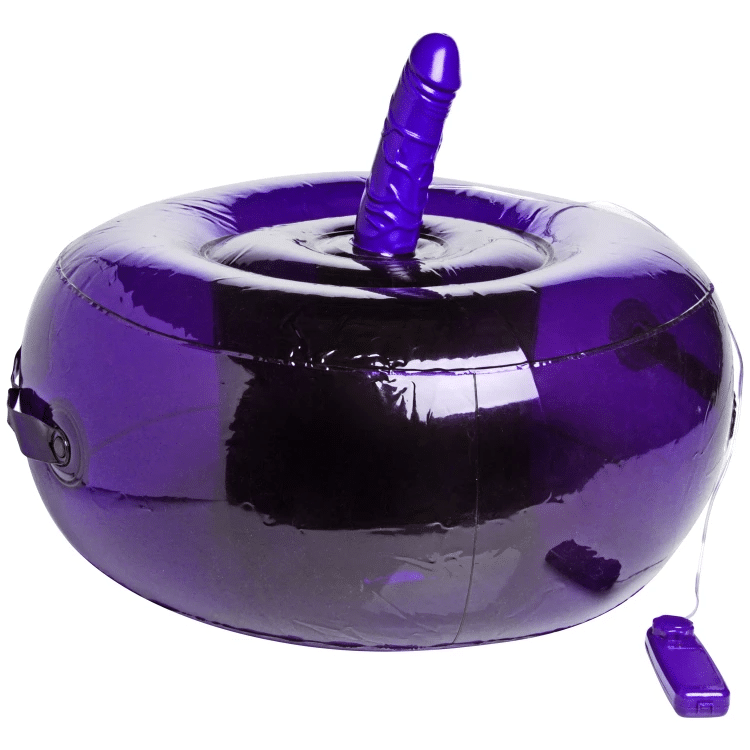 Frisky Sit-and-Ride uppblåsbar sits med vibrerande dildo